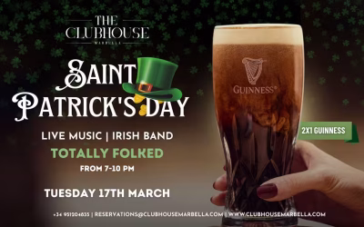 Celebrate St. Patrick’s Day 2026 at The Clubhouse Marbella