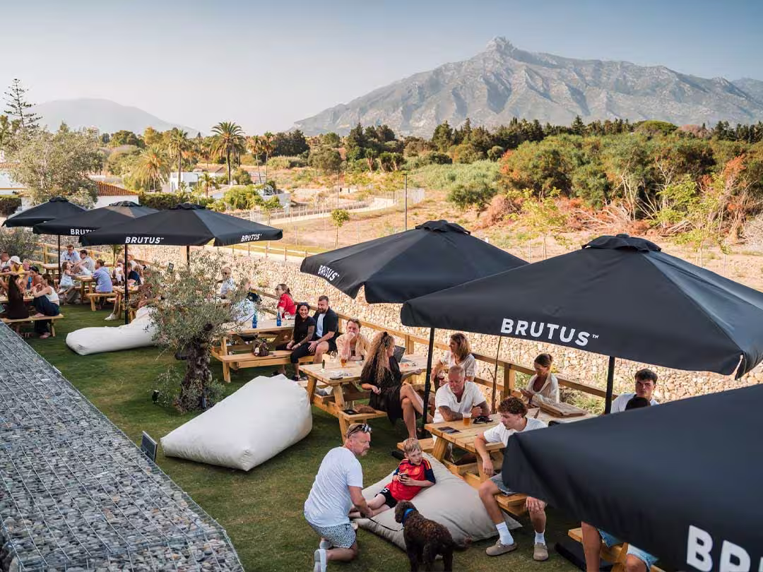 The beer garden at The Clubhouse Marbella